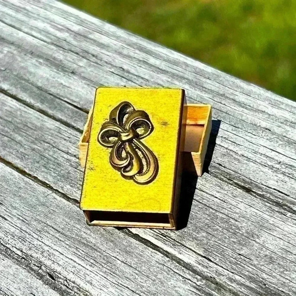 Antique Brass With Intact Wood Interior Matchbox, HTF Collectible - Picture 1 of 4